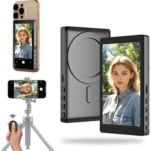 Vlog Selfie Monitor Screen for iPhone & Android, 2000mAh Back Camera Monitor